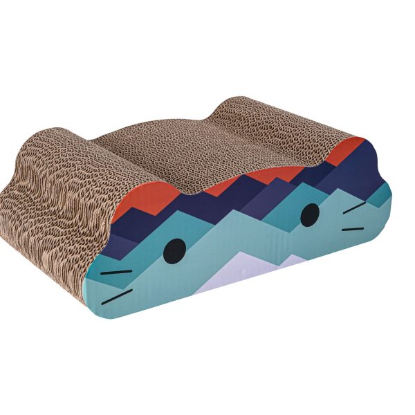 Arranhador Cartão Cat-Nip - Cartoncraze Face Azul - 45X24X15 Cm